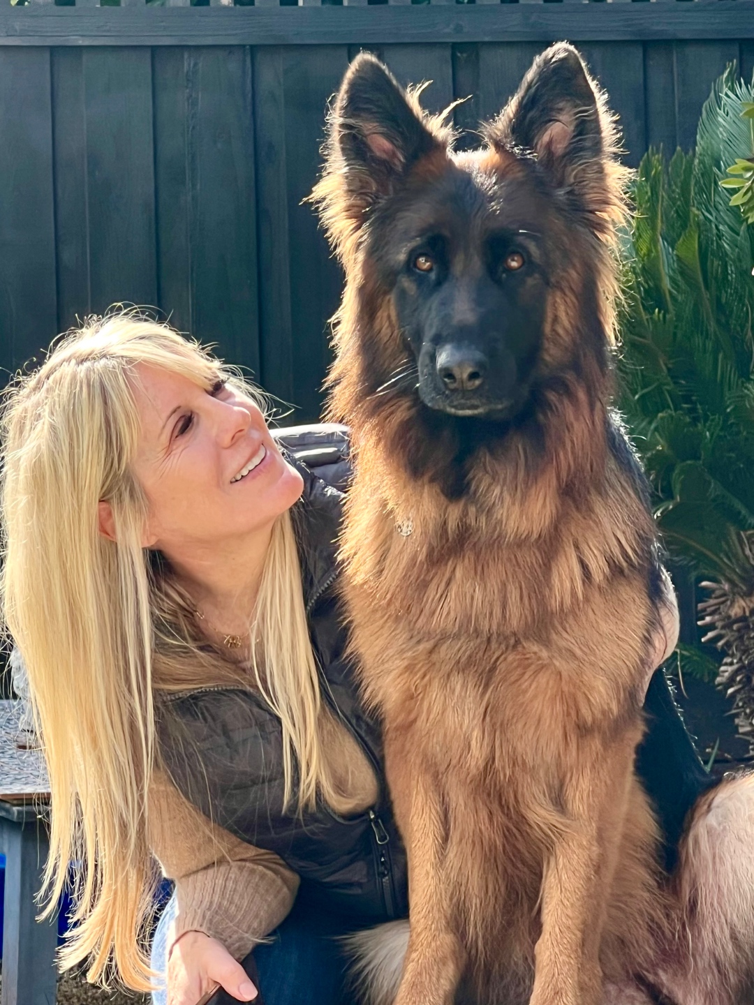 Annette Seaborn with her German Shepherd